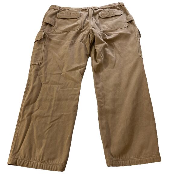 Duluth Trading Fleece Lined Cargo Pants Mens 44x34 Brown Workwear Utiliy canvas - Picture 2 of 8